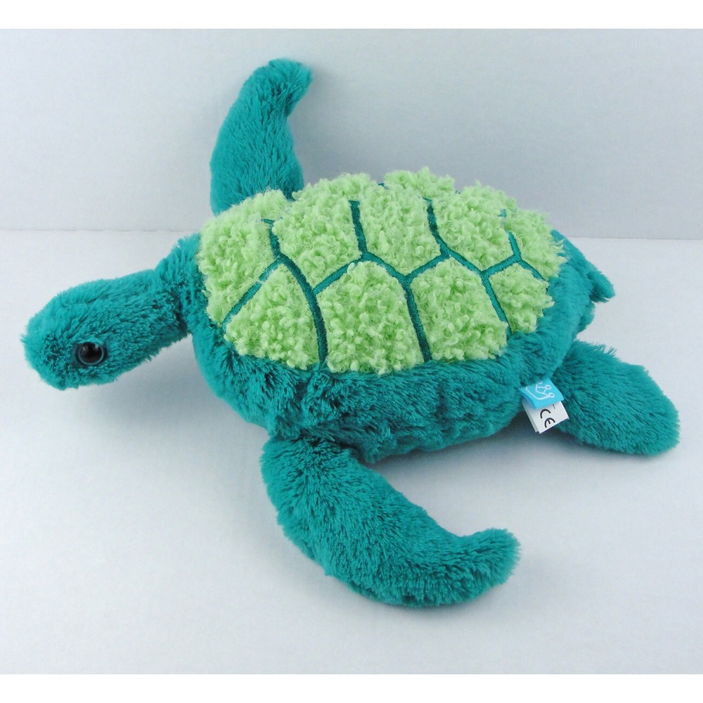 Manhattan Toy Sea Turtle Plush Stuffed Animal Green Aqua 14 Inch Lovey 339870